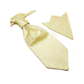 Lavallière jaune faux uni avec pochette – Accessoire de mode masculin pour mariage et cérémonie