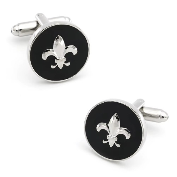 Boutons de manchette motif Fleur de Lys, accessoire raffiné pour homme moderne