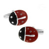 Boutons de manchette coccinelle rouge et noire, accessoire original pour homme