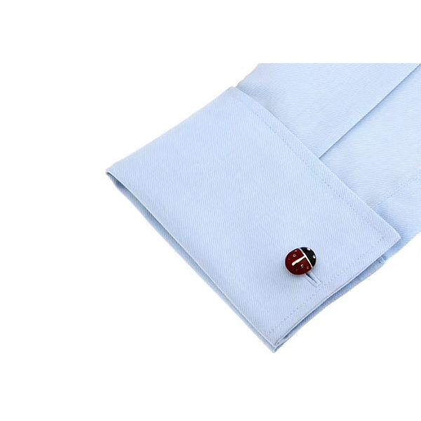 Bouton manchette pour homme fantaisie et humour coccinelle rouge et noire