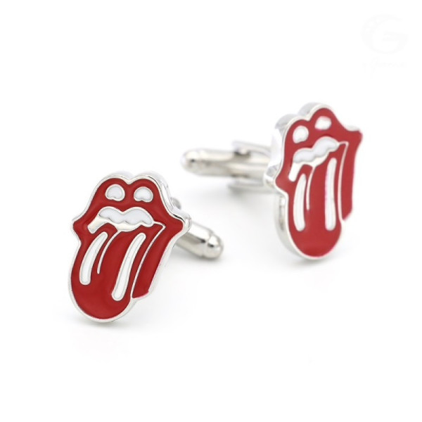 Boutons de manchette en métal avec le symbole de la langue des Rolling Stones, inspiré par Mick Jagger.