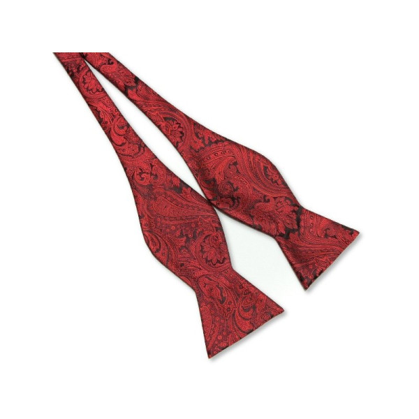Noeud-papillon à nouer bordeaux avec motifs baroques raffinés