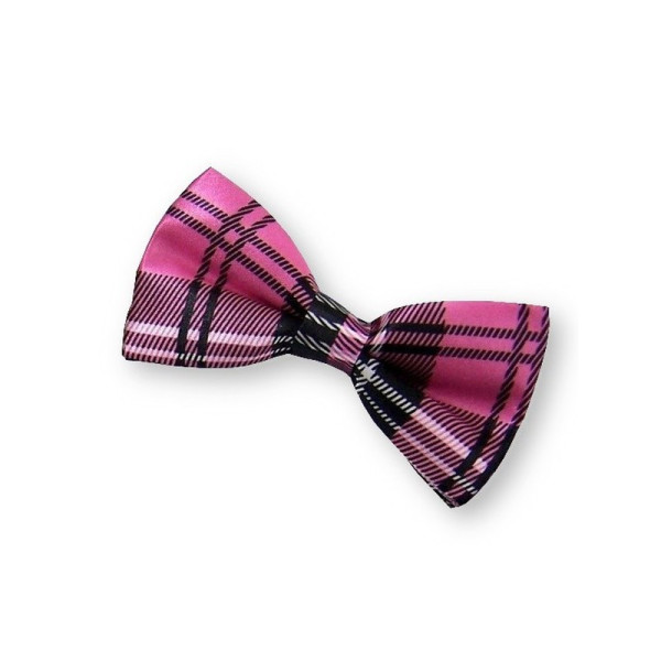 Nœud-papillon rose à carreaux écossais, accessoire chic et original