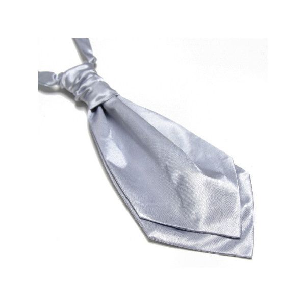 Lavallière gris argent en satin, accessoire chic et raffiné pour mariage