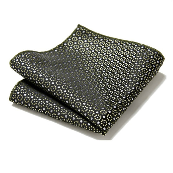 Pochette de costume cousue main avec motif géométrique jaune et gris