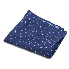 Pochette de costume homme bleu marine avec motifs cousue main