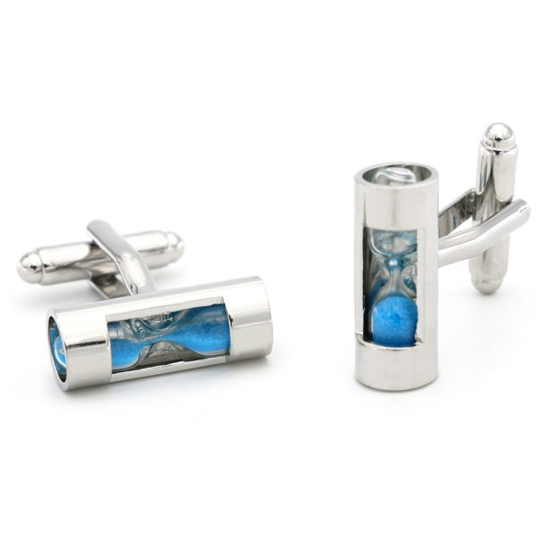 Boutons de manchette homme avec sablier bleu – Accessoire raffiné et original