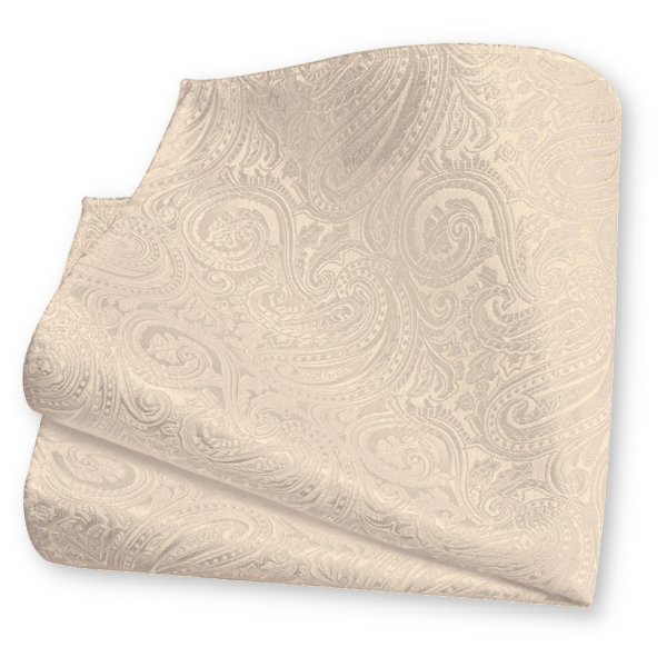 Pochette de costume blanc cassé motifs cousue main pour tenue masculine raffinée