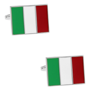Boutons de manchette rectangulaires tricolores vert blanc rouge