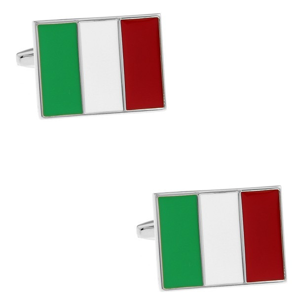 Boutons de manchette rectangulaires tricolores vert blanc rouge
