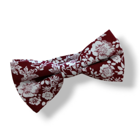 Nœud papillon bordeaux à motifs floraux – Accessoire chic pour homme