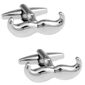 Boutons de manchette moustache métal argenté