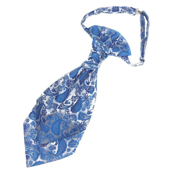 Lavallière Pré-noué Bleu Clair à Motifs - Accessoire Élégant et Confection Artisanale