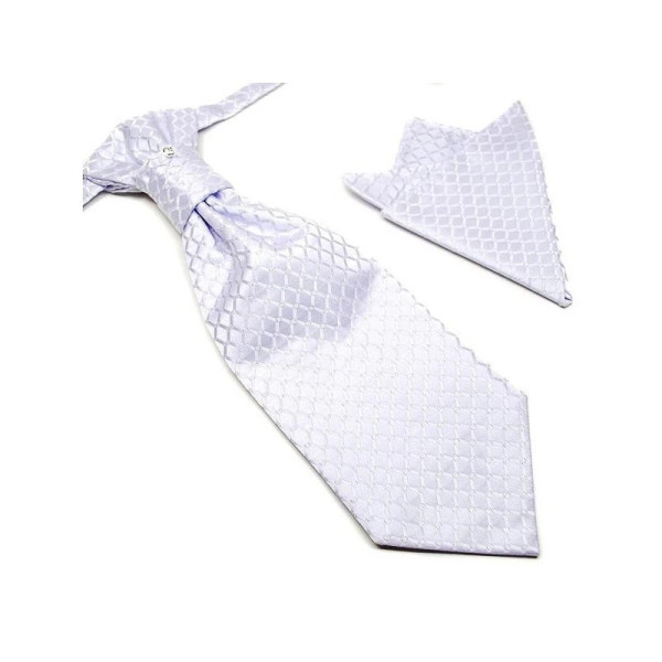 Lavallière parme et argent à carreaux avec pochette – Accessoire mode pour homme élégant