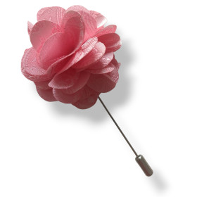 Boutonnière fleur rose tissu pour costume, épingle chic mariage