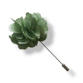 Boutonnière fleur verte en tissu pour costume cérémonie