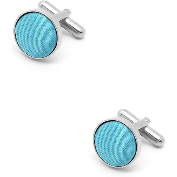 Boutons de manchette en tissu turquoise et métal élégant pour homme