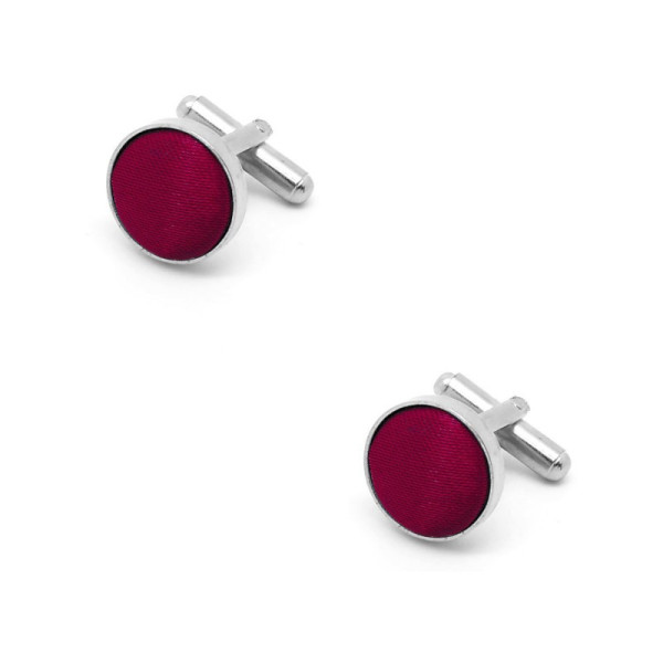 Boutons de manchette rouge-bordeaux en tissu et métal, accessoire chic pour homme