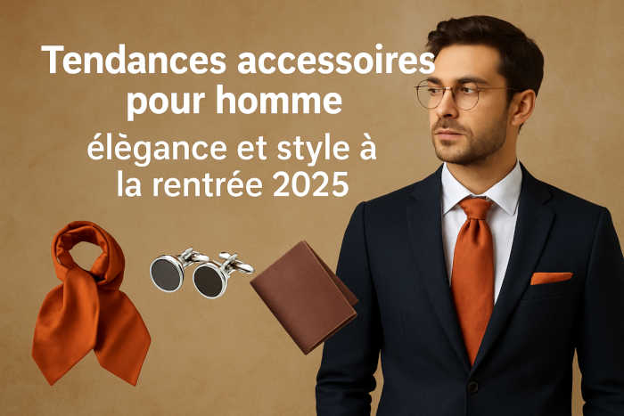 Accessoires homme rentrée 2025 : lavallières, pochettes et boutons de manchette tendance